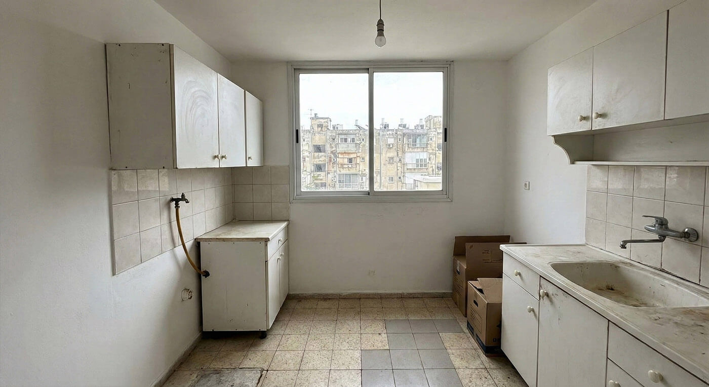 Room before AI interior design transformation